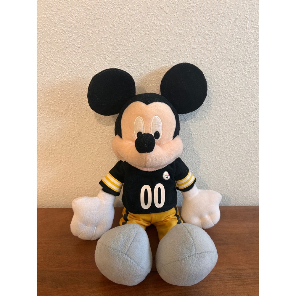 Disney Mickey Mouse Pittsburgh Steelers NFL Plush Toy Black Yellow Jersey 00